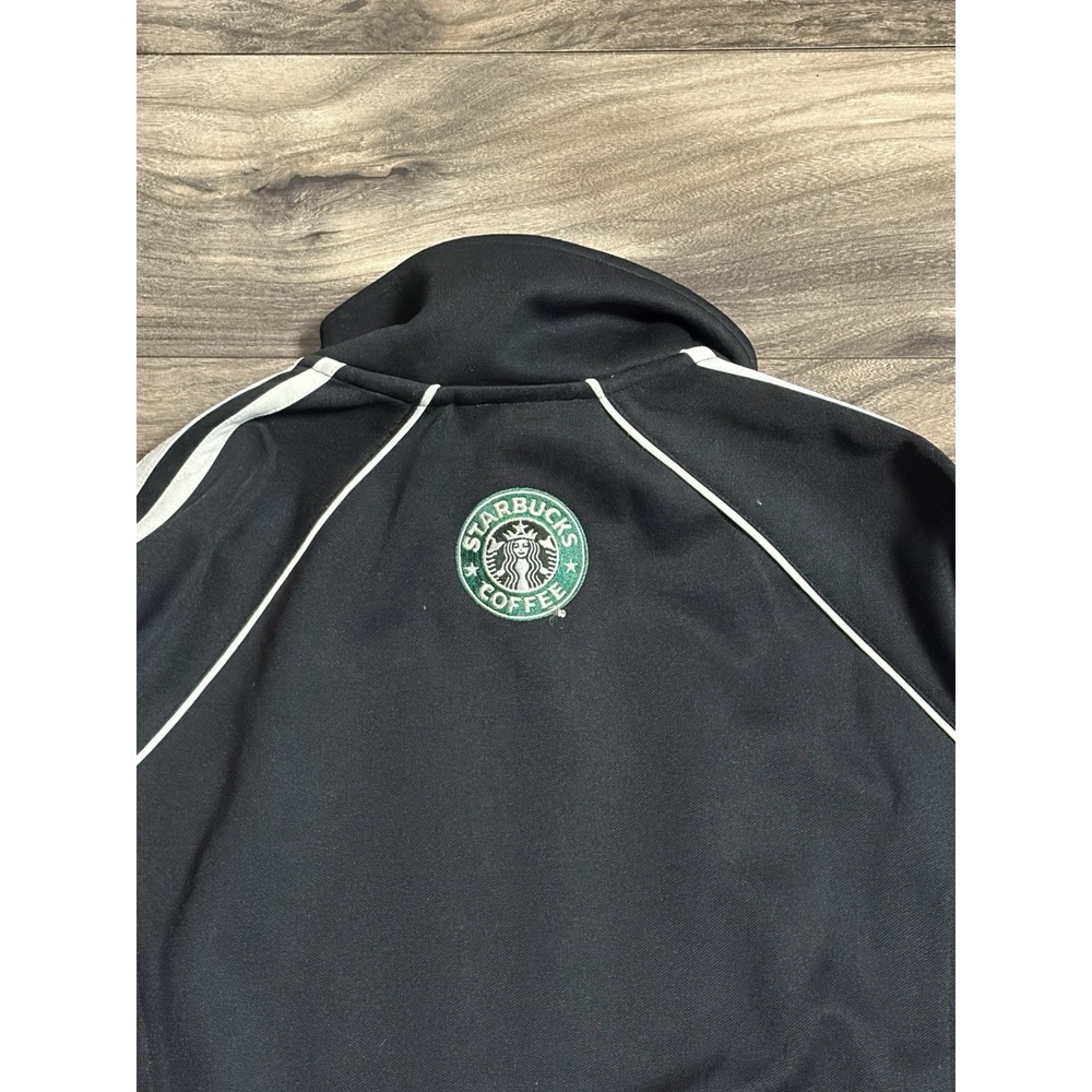 Starbucks Employee Track Jacket Full Zip Black Embroidered Logo Womens M 709